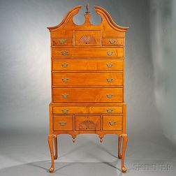 Maple Scroll-top High Chest of Drawers